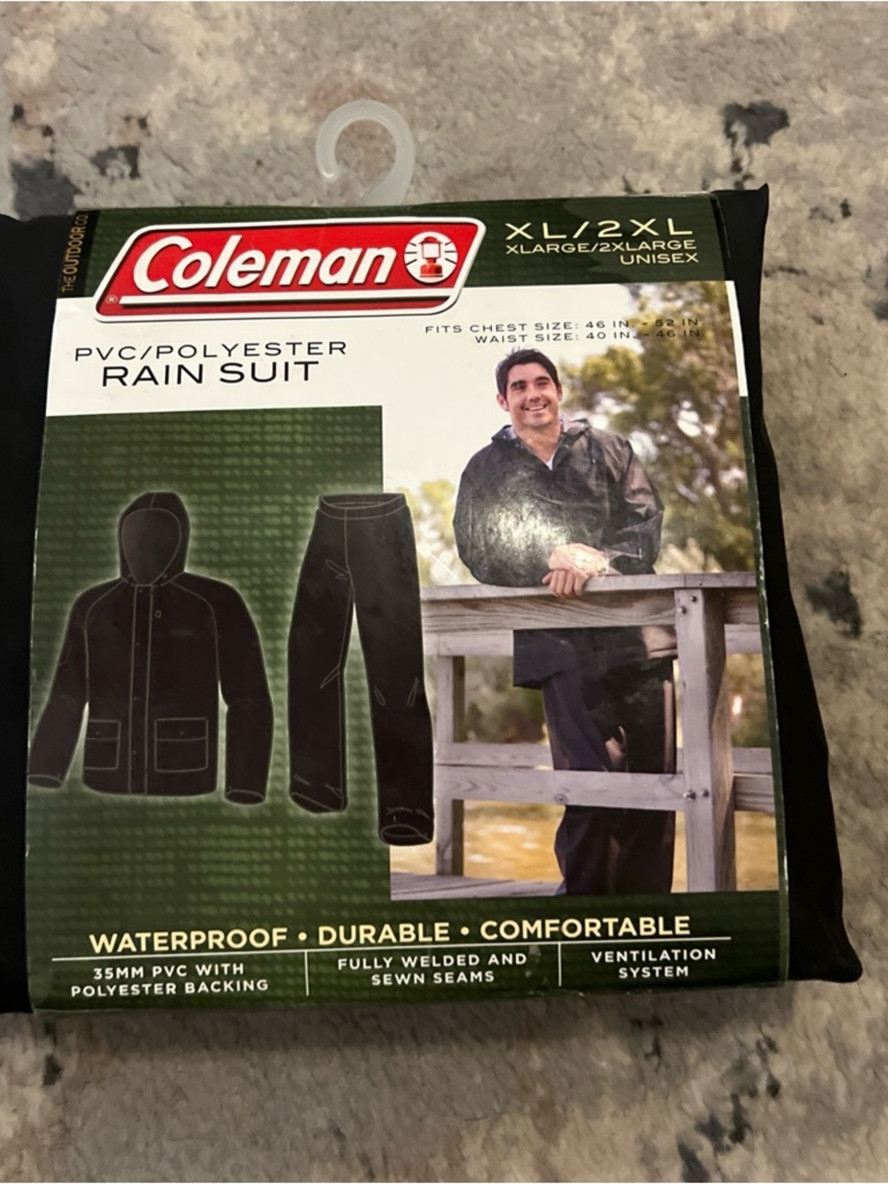 Coleman Black PVC/Polyester Rain Suit - XL/2XL